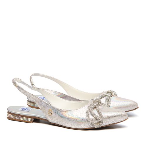 Sandália Rasteira SlingBack Estelar Prata Laço Cri... - GATS