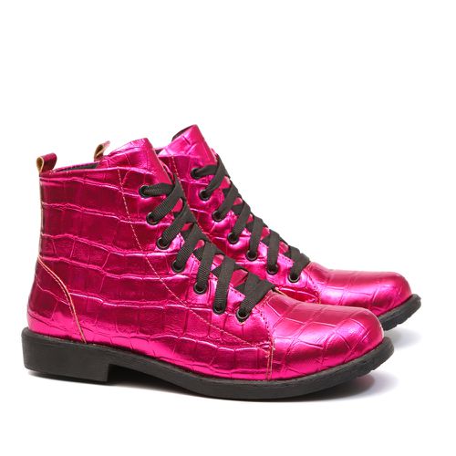 Bota Coturno Croco Pink - GATS