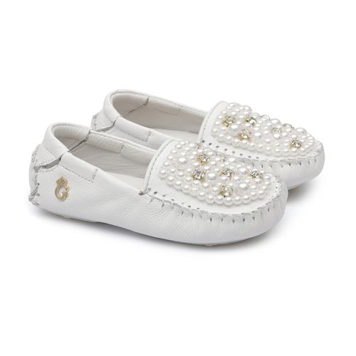 Mocassim Bebê Bordado Branco - GATS