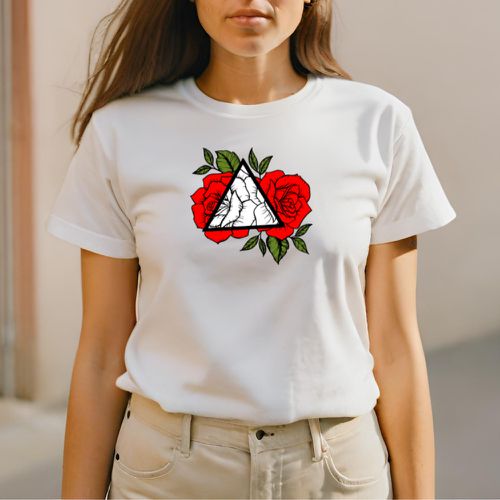 Camiseta Feminina T-shirt Rosas Vermelha... - GuGi