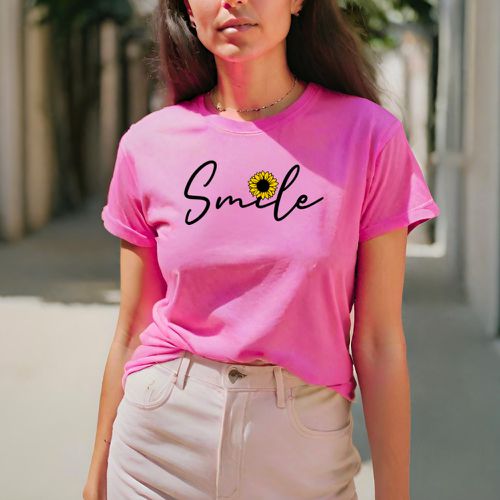 Camiseta feminina T-shirt básica algodão rosa pink em Promoção na Americanas