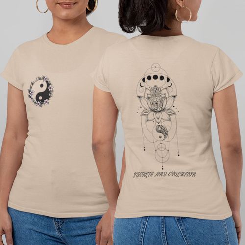 Camiseta Feminina Yin Yang Flor De Lótus... - GuGi