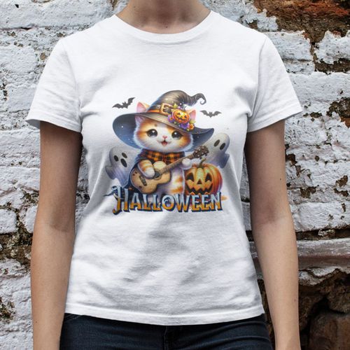 Camiseta Básica Feminina Gatinho Fofo Ha... - GuGi