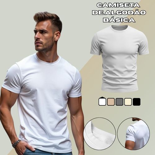 Camiseta Básica Masculina Lisa 100% algo... - GuGi
