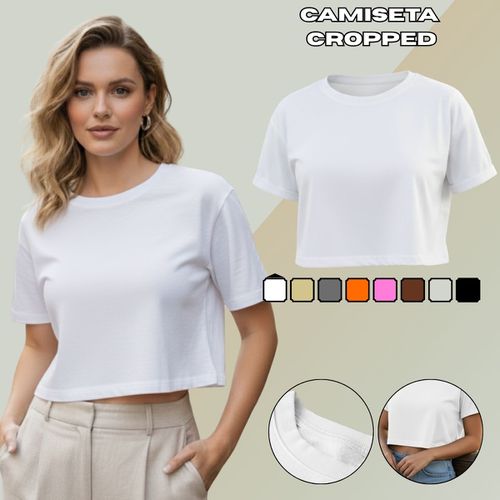 Camiseta Cropped Feminina Algodão Premiu... - GuGi