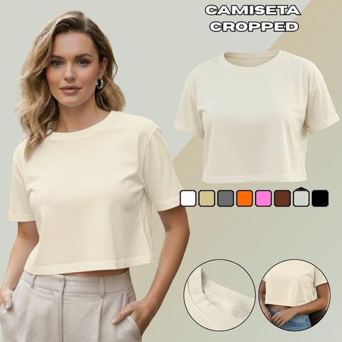 Camiseta Cropped Feminina Algodão Premiu... - GuGi