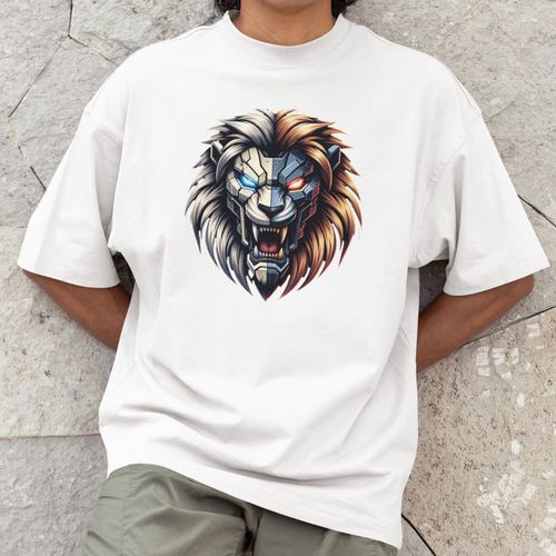 Camiseta Básica Masculina Leão Robô 100%... - GuGi