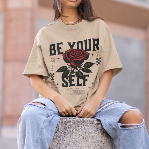 Camiseta Básica Unissex Flor Rosa Be You... - GuGi