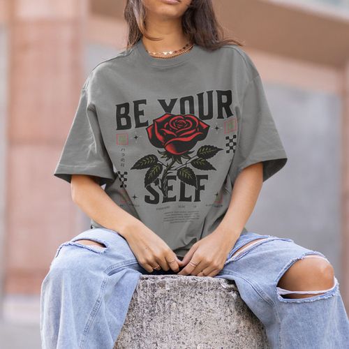 Camiseta Básica Unissex Flor Rosa Be You... - GuGi