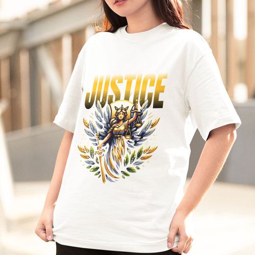 Camiseta Feminina Justice Anjo Direito A... - GuGi