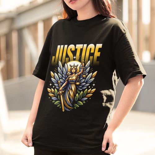 Camiseta Feminina Justice Anjo Direito A... - GuGi