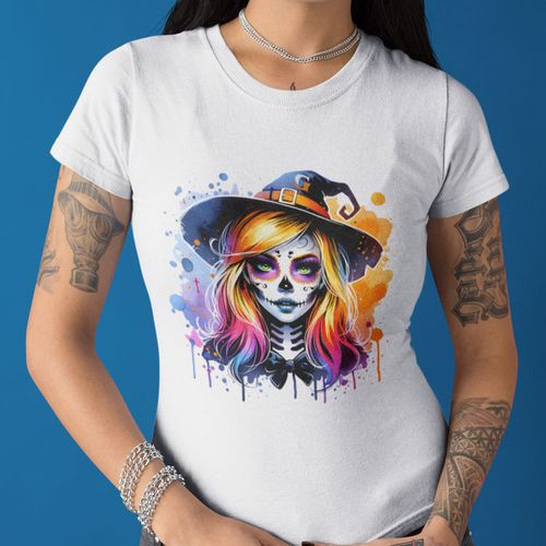 Camiseta Básica Feminina Bruxa Halloween... - GuGi