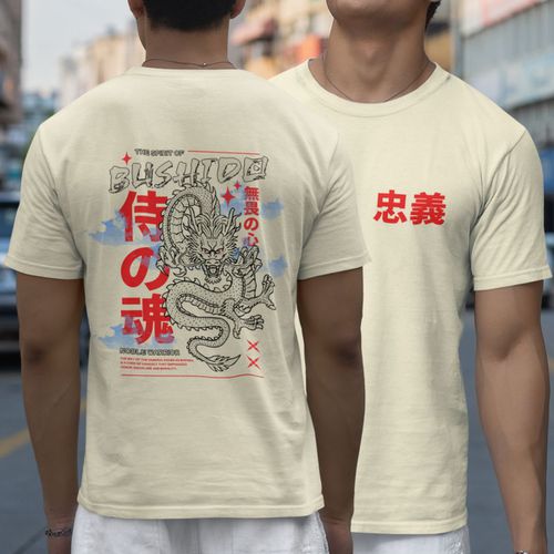 Camiseta Masculina Bushido Dragão Frente... - GuGi