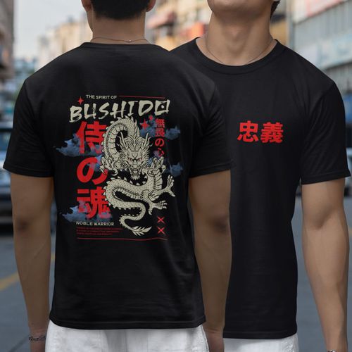 Camiseta Masculina Bushido Dragão Frente... - GuGi