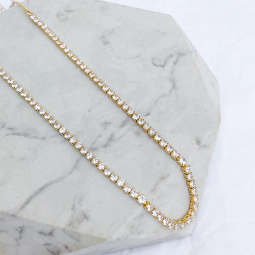 Colar Choker Riviera Fina Cristal Folheada em Ouro... - IAIÁ Semijoias