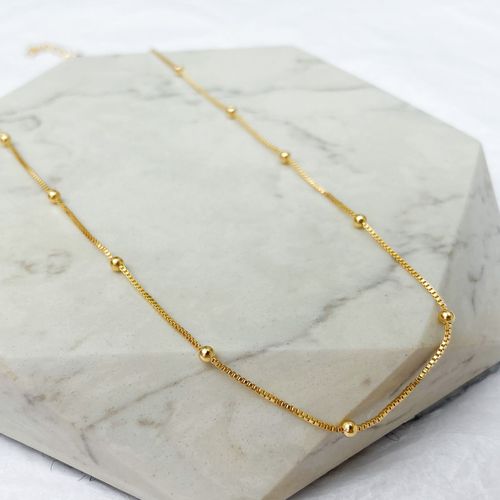 Colar Choker Bolinhas Folheado em Ouro 18k - IAIÁ Semijoias