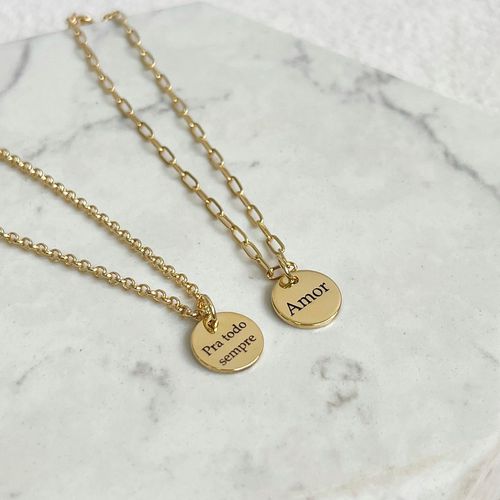 Kit 10 - 2 Pulseiras Medalha P Personalizadas Folh... - IAIÁ Semijoias