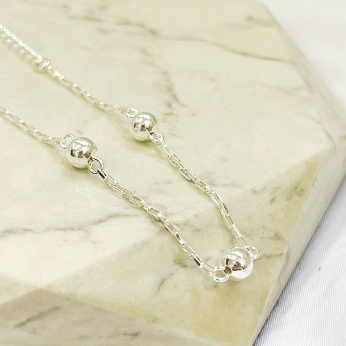 Pulseira Bolinha Folheado em Prata 925 - IAIÁ Semijoias