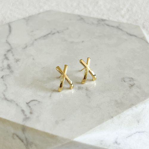 Brinco X Folheado em Ouro 18k - IAIÁ Semijoias