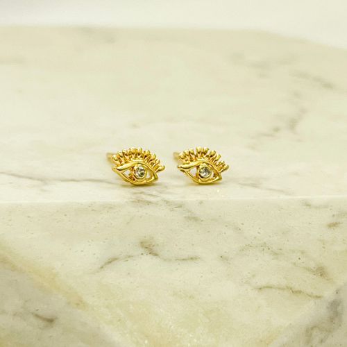 Brinco Olho Grego Folheado em Ouro 18k - IAIÁ Semijoias