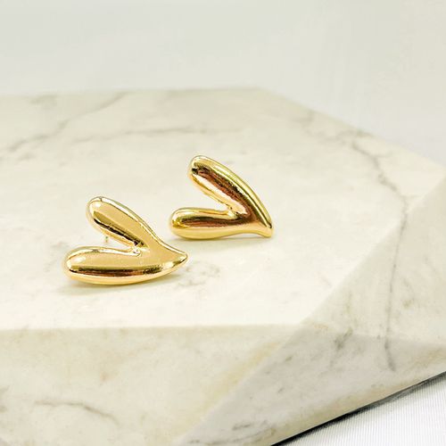 Brinco Coração Organico Folheado em Ouro 18k - IAIÁ Semijoias