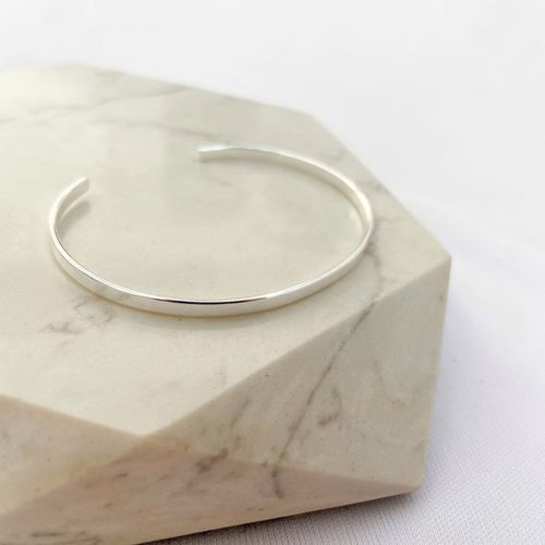 Bracelete Liso Quadrado Folheado em Prata 925 - IAIÁ Semijoias