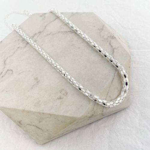 Colar Choker Rabo de Rato Diamantado Grosso Folhea... - IAIÁ Semijoias