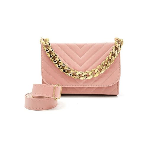 Linda Bolsa Clutch com Corrente Grossa cor Rosa