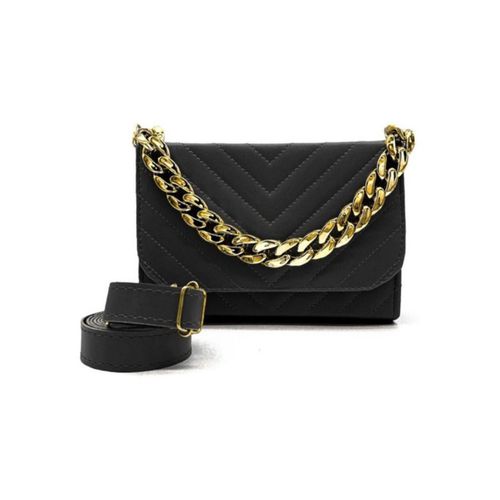 Linda Bolsa Clutch com Corrente Grossa cor Preta