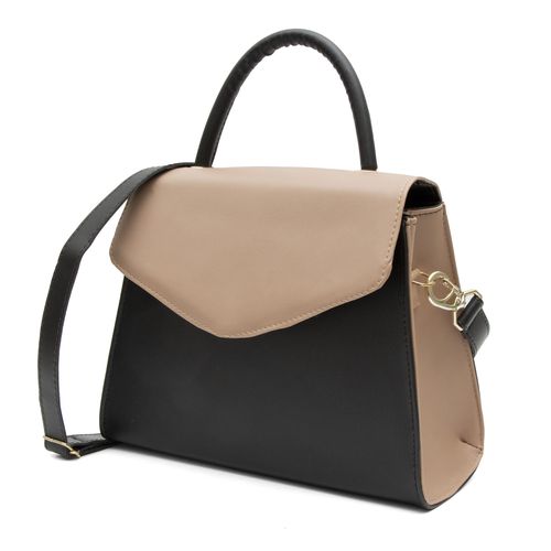 Bolsa Encanto Tiracolo Bicolor Nude com Preto - Immateriale Bolsas