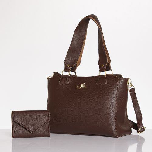 Kit Bolsa Equilíbrio + Carteira Envelope Marrom
