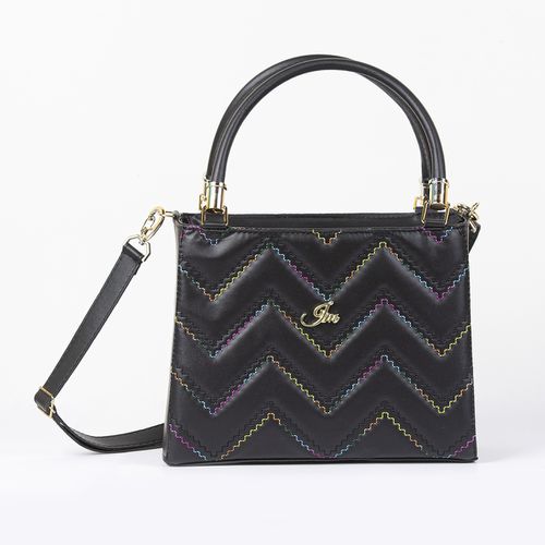 Bolsa Lorena Arco-íris Zig Zag Preto - Immateriale Bolsas