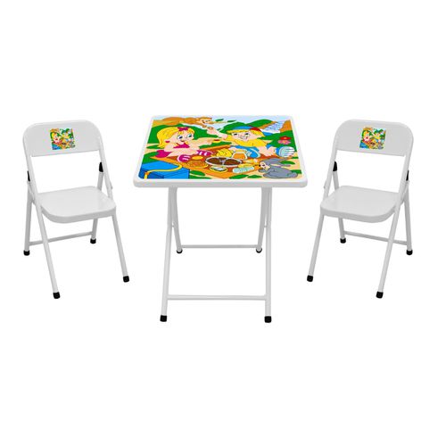 Conjunto mesa e 2 cadeiras infantil Açomix Branca 