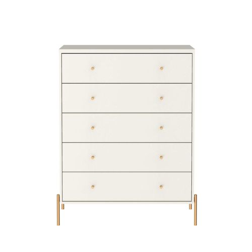 Cômoda Província Jasper com 5 gavetas Off-White fosco c/ dourado