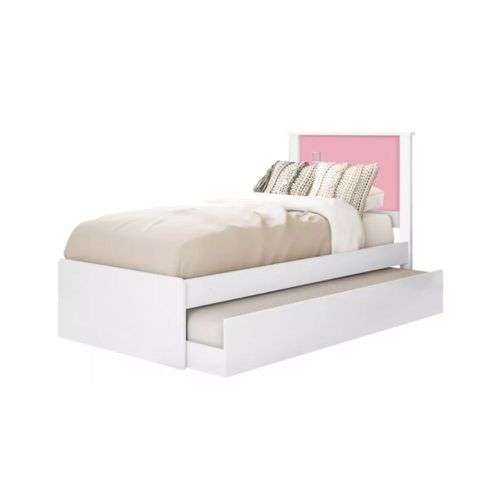 Kit Cama Bibox Tebarrot Barcelona Branco/Rosa/Lilás + Colchão Solteiro Confort D28 0,88 Passalacqua 