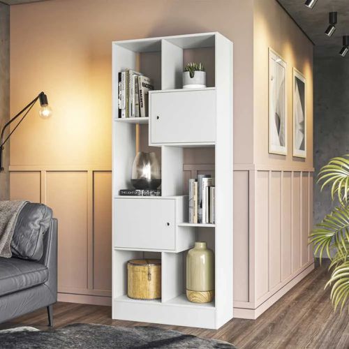 Livreiro com Nichos 2 Portas 3950 Branco Qmovi