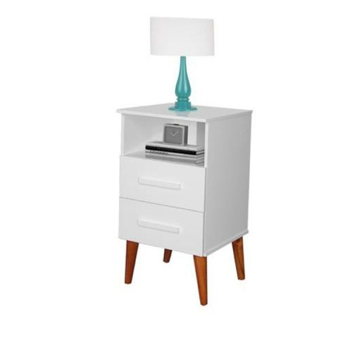 Mesa de Cabeceira Romar Rubi com 2 Gavetas Branco