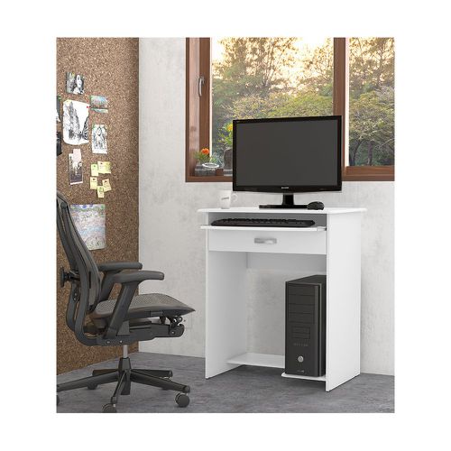 Mesa de Computador Pratica com Gaveta Branca EJ