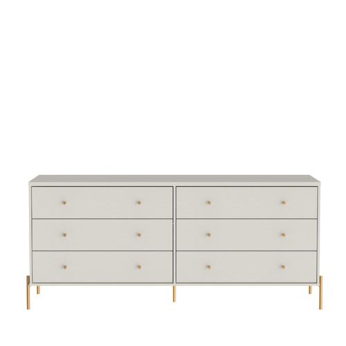 Cômoda Província Jasper com 6 gavetas 1.8 Off-white fosco c/ dourado 