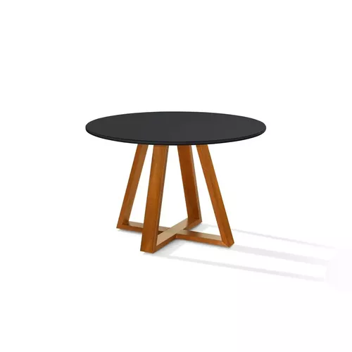 Mesa de Jantar Redonda Tampo Vidro/MDF 105cm Luxo- Cajuela 