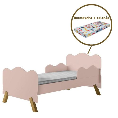 Cama Junvenil Solteiro Angel Cambel Rosa + Colchão 70x150x12 Passalacqua