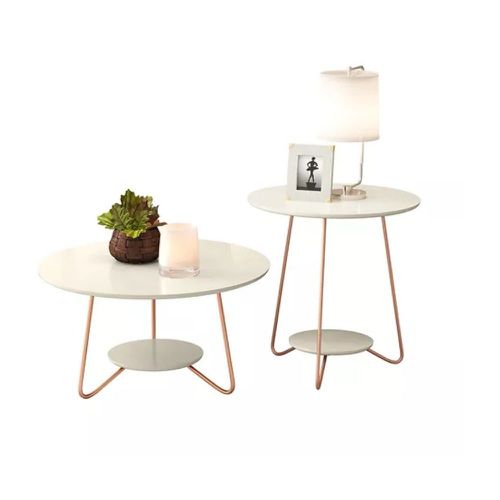 Conjunto mesa de centro e apoio EJ liz Off White 