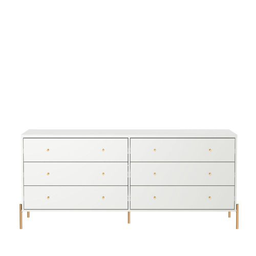 Cômoda Província Jasper com 6 gavetas 1.8 Branco gloss dourado 
