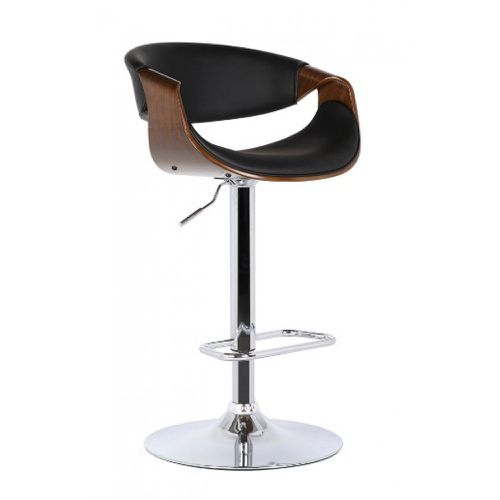 Banqueta Rivatti Nicole Madeira Base Cromada PU Preto