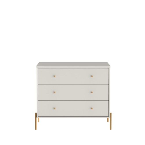 Cômoda Província Jasper com 3 gavetas Off-white fosco c/ dourado 