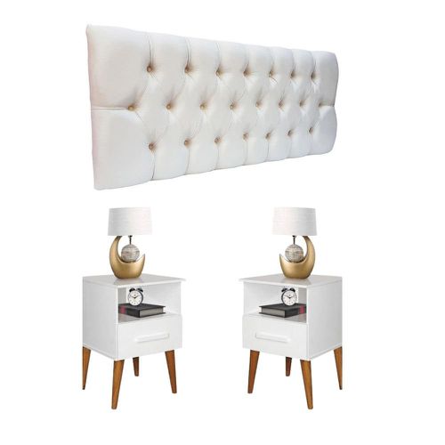 Mesa de Cabeceira Romar Pérola 1 Gavetas Branco