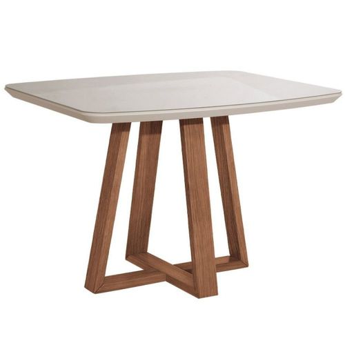 Mesa de Jantar Província Bennett Retangular com Vidro 1,15 Off White/Natural