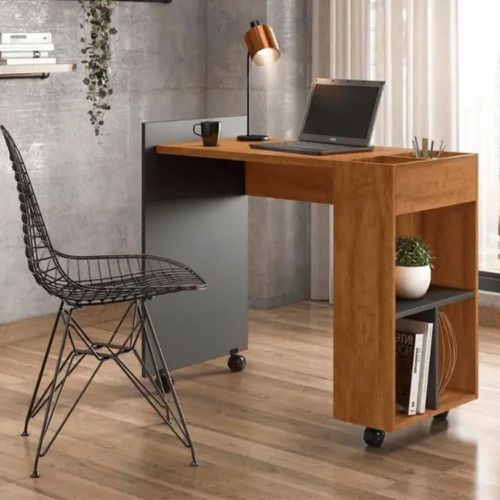 Escrivaninha Lukaliam Alessa Modulo Office 2 Amendoa Chumbo