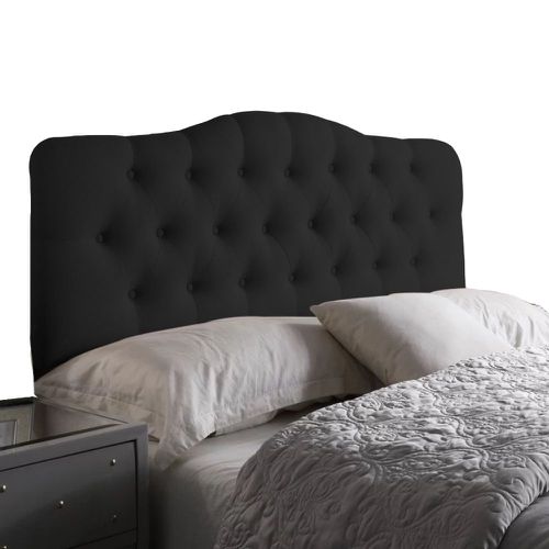 Cabeceira Painel Casal Curvo Estofada Capitone 1,40 Suede Preto