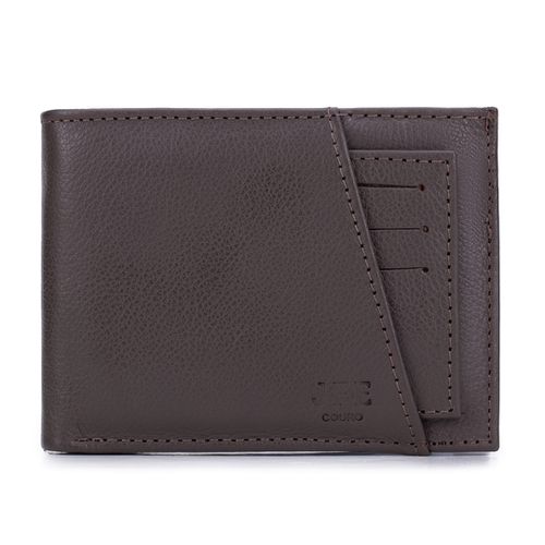 Carteira Masculina em Couro Legítimo - 027- café - JFECOURO